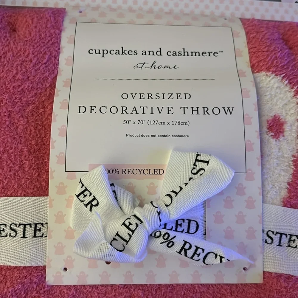 Cupcakes and cashmere Halloween pink ghost reversible blanket